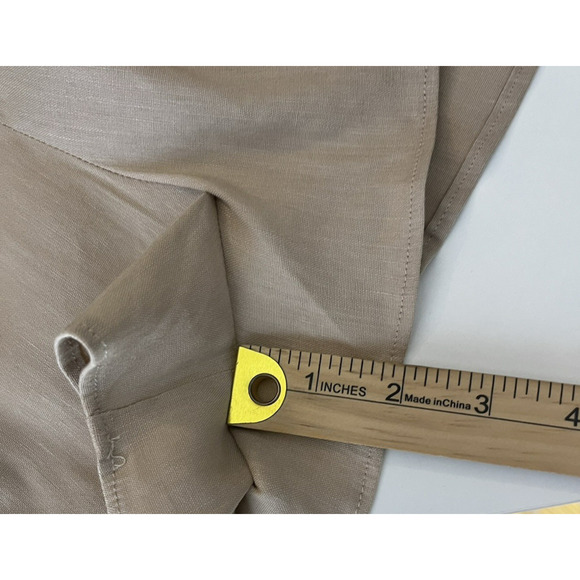 Gianni Bini Linen Blend Samie Romper Crew Neck Pockets Tan Stretch Large New - Picture 6 of 14